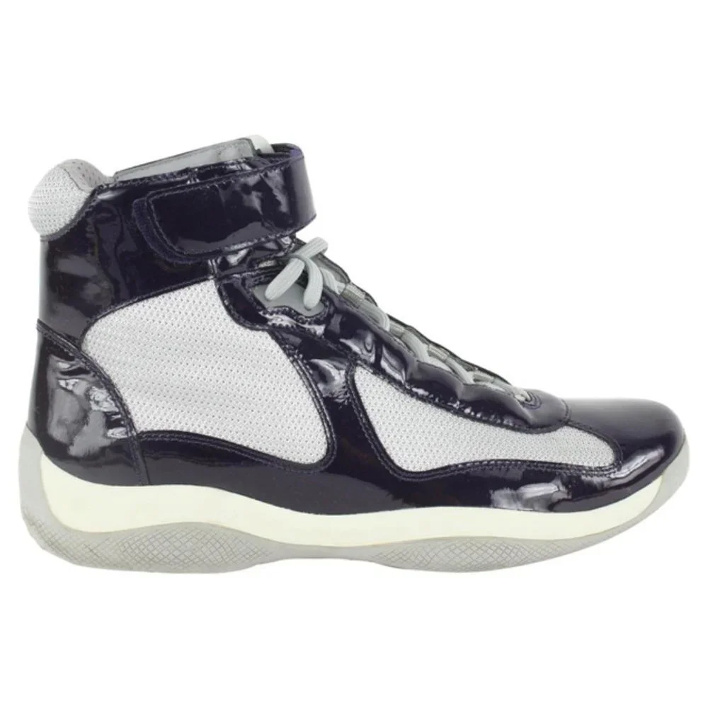 Prada Men's 10 US Cup Patent Leather Vernice Bike Sneaker 4T0341